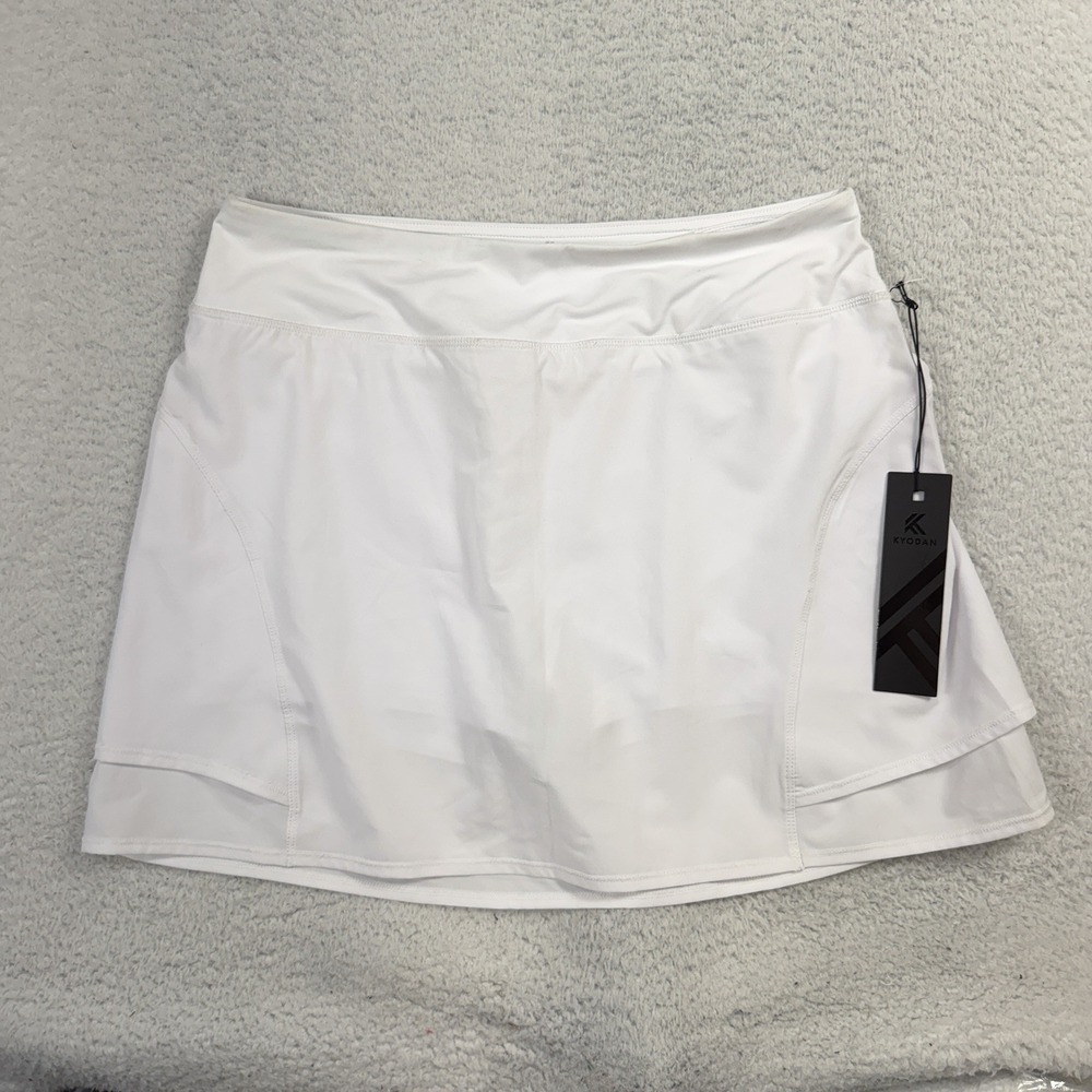 Kyodan Womens White Tennis Skirt Size L W32.5 Athletic Skort Pockets NWT